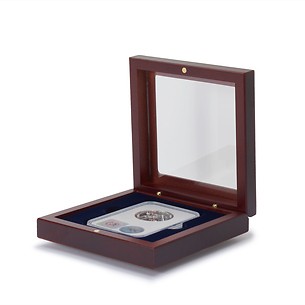 Small coin box VOLTERRA, certified coin (glass)
