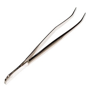 Stamp tong 42, de-luxe, 12 cm.Bent and spade shape.