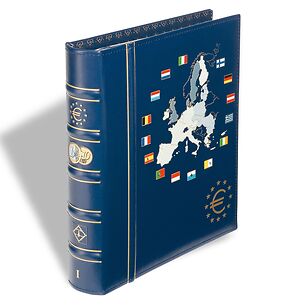 Vista Euro coin album volume 1 for 12 coin Sets, incl. slipcase, blue