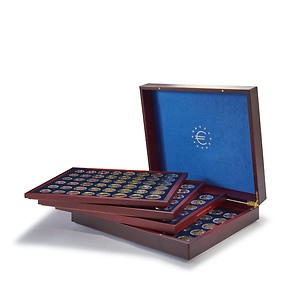 Presentation case VOLTERRA QUATTRO de Luxe for 24 euro coin  sets in capsules, mahogany