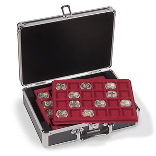 Coin case CARGO S6 for 144 2-euro coins in capsules, black / silver