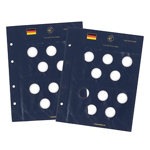 VISTA coin sheets for German 10-euro collection coins with polymer ring, pack of 2