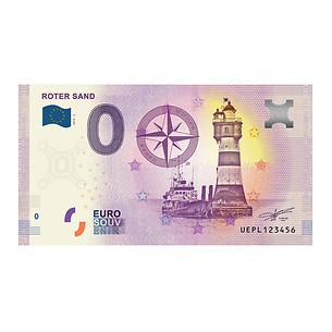 Leuchtturm Zero Euro Souvenir banknote „Lighthouse Roter Sand“