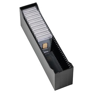 LOGIK archive box for 40 gold bars in blister pack. or CoinCards, upright format, black