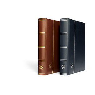 Stockbook Leder, DIN A4, 64 black pages, padded  genuine leather cover