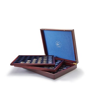 Presentation Case VOLTERRA TRIO de Luxe, each tray for 35 2-Euro Coins in Capsules