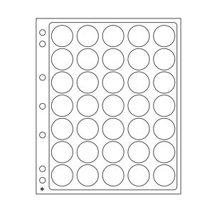 Plastic sheets ENCAP, clear pockets for 35 coins with a diameter between 25 and 27 mm