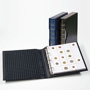 Rringbinder GRANDE, in Classic design w. 10 sheets for 200 coinh.50x50 mm ,w. slipc.,black