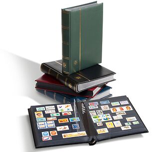 PREMIUM Stockbook with paddedleatherette cover (black pages)