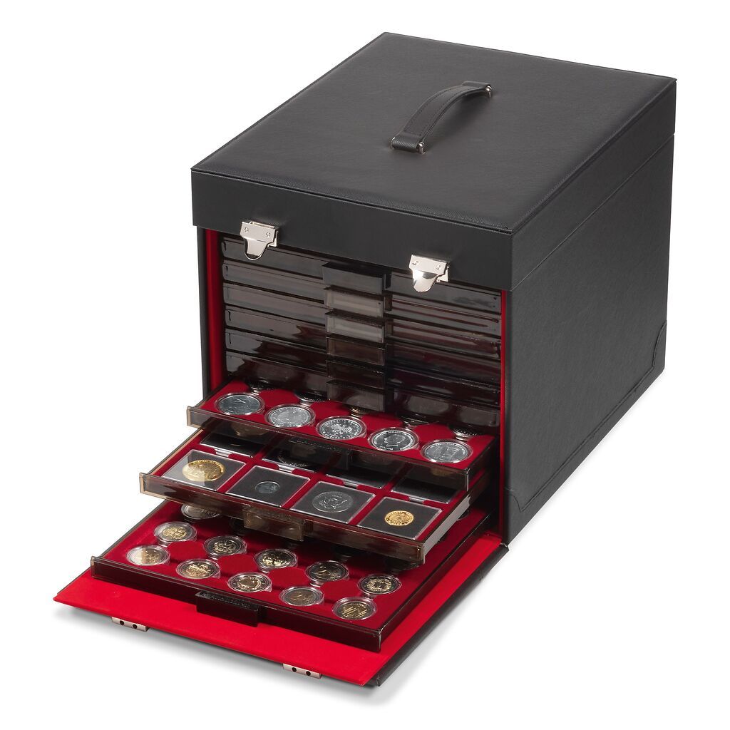Hobby&Golf - MATERIALE NUMISMATICO Leuchtturm Box valigette e cofanetti  Astucci portamonete NOBILE per monete Blu