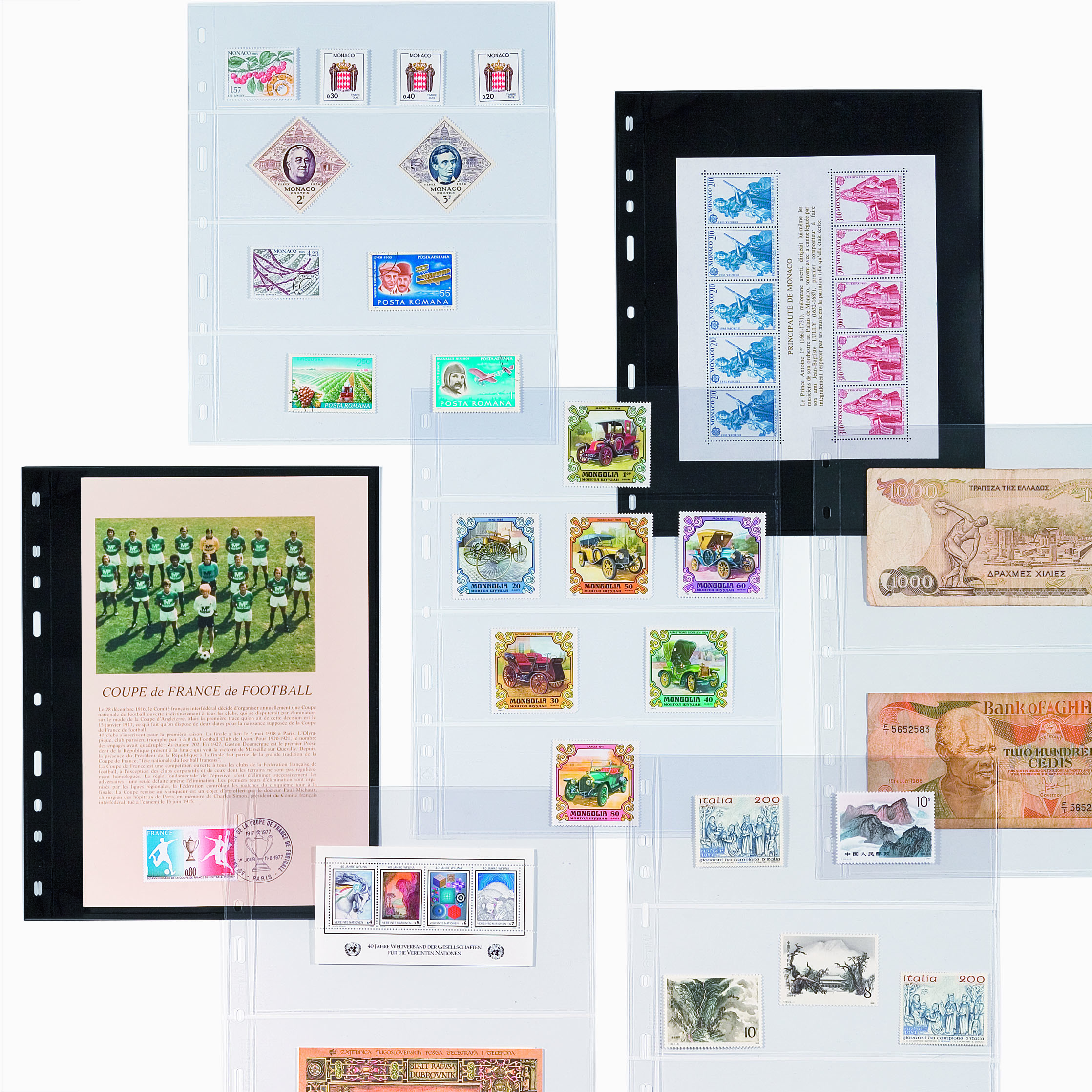 Pochettes plastique souple Optima pour cartes postales, billets de