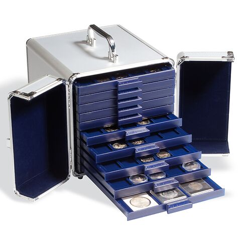 Leuchtturm Valise Aluminium Cargo S 10 – Coffret De Rangement Pour 10 Médailliers Smart, Sécurisé Et élégant