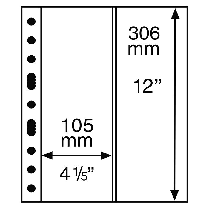 Plastic pockets GRANDE, with 2 vertical stripes, clear