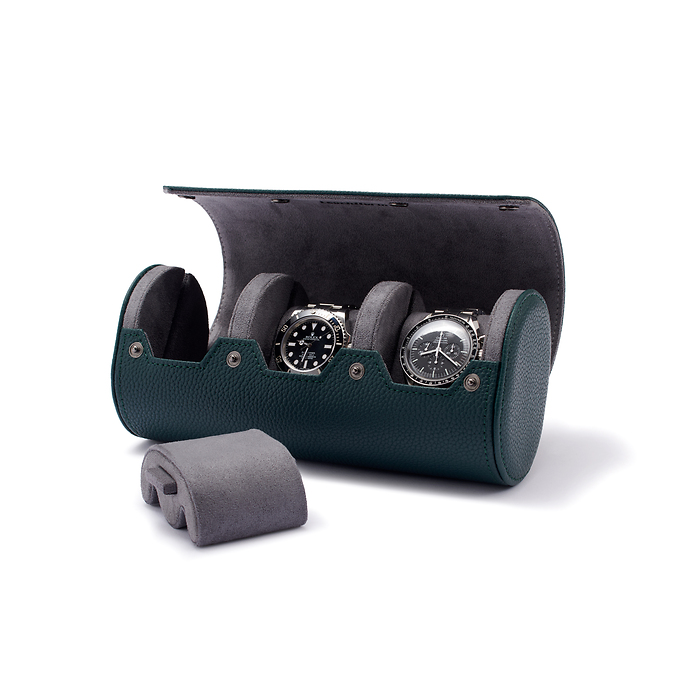 Via watch roll, 3 compartments, dark green