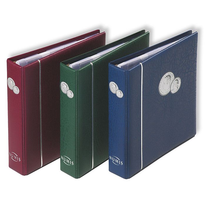 coin album NUMIS, with 5 pocket sheets, green