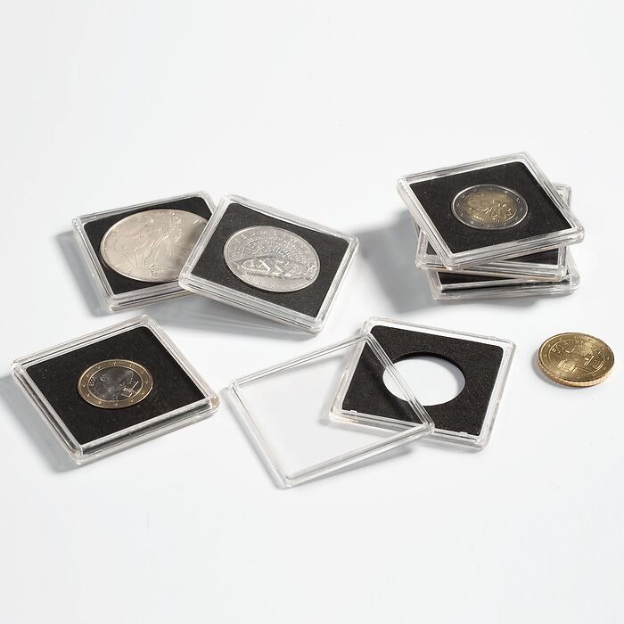 Square coin capsules QUADRUM,  inner diameter 22 mm per 100