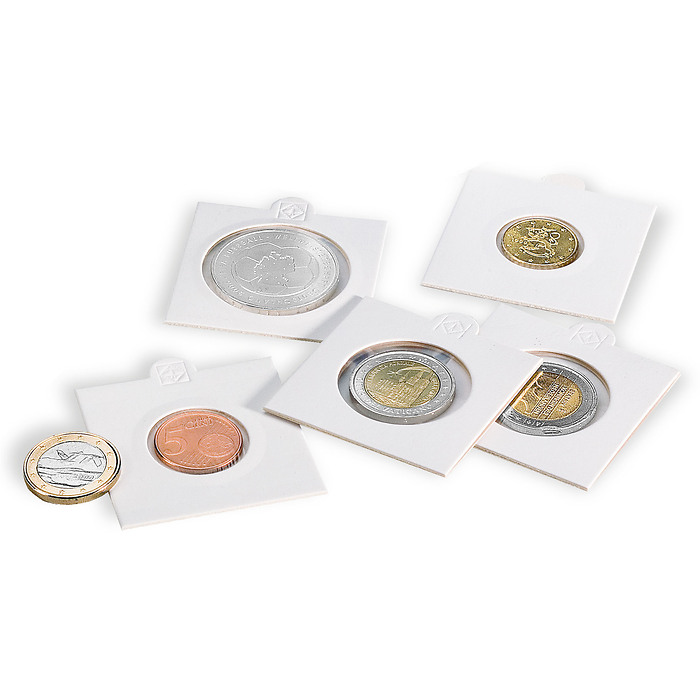 Matrix coin holders, white, inside Ø 30 mm, self-adhesive, pack of 25