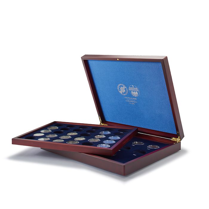 Presentation Case VOLTERRA DUO de Luxe, for 43 5-DM-coins in capsules, printing on cover