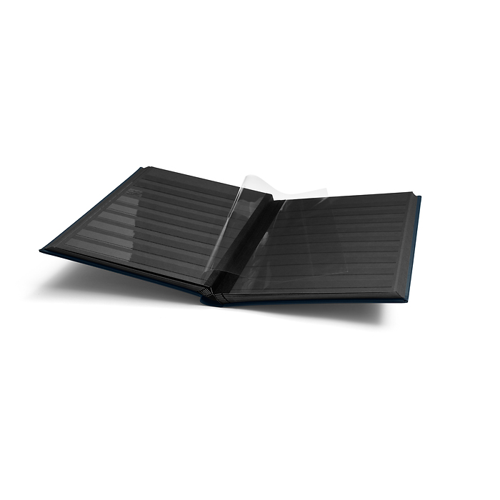 Premium stockbook, DIN A4, 32  black pages, padded cover made of LEFA, blue