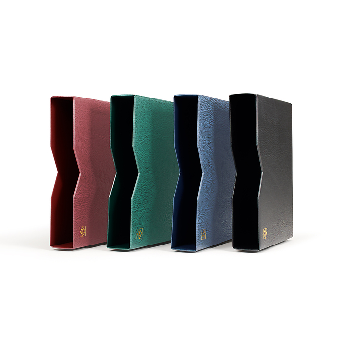 Premium slipcase for stockbooks padded leather cover, 64 pages, red