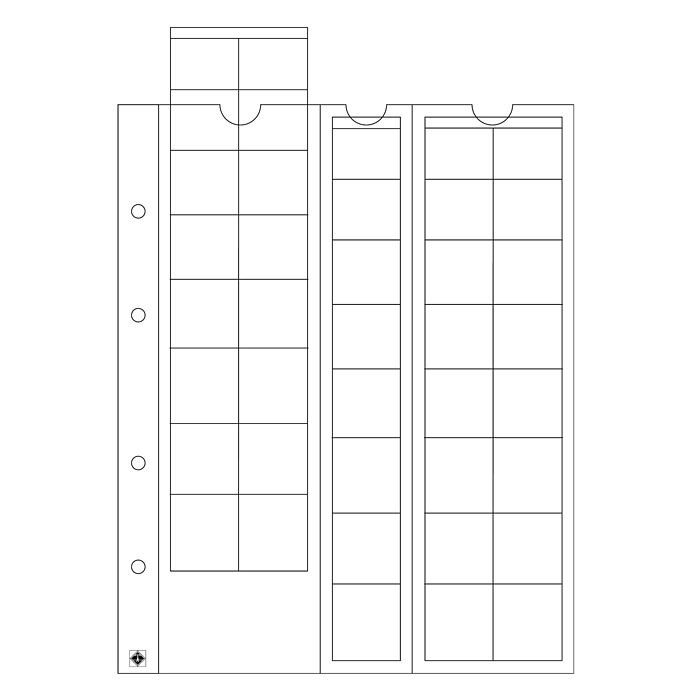 Optima coin sheets, for Euro Sets up to 26 mm Ø, clear
