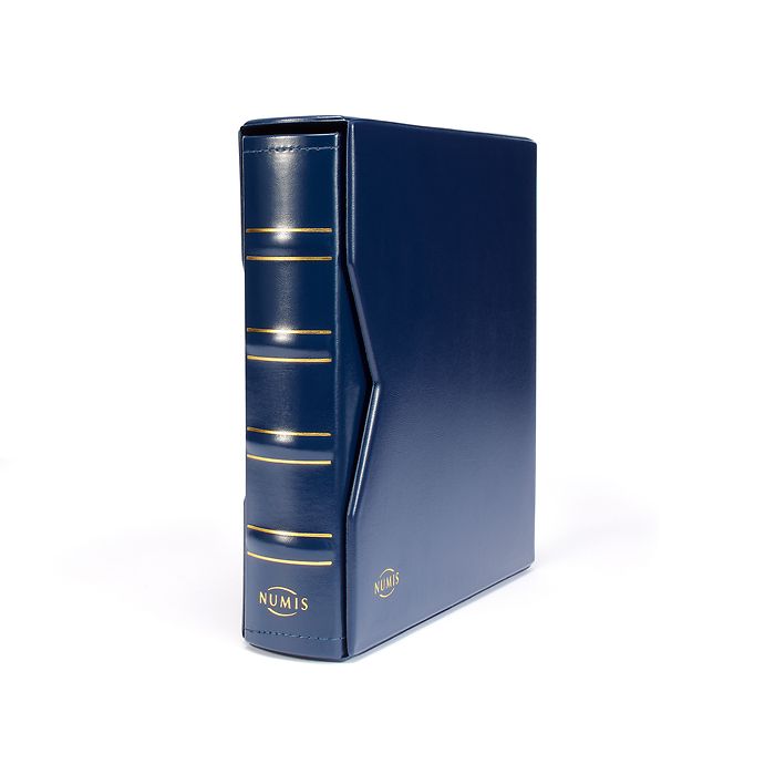 coin album NUMIS, classic design with slipcase incl. 5 different pockets, blue