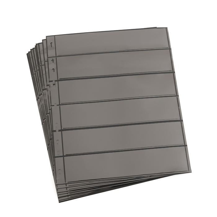 Optima plastic sheets with 6 dividers, black, pack of 10