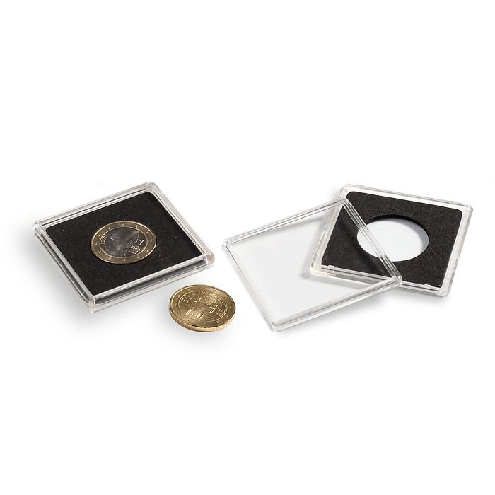 Square coin capsules QUADRUM,  inner diameter 27 mm