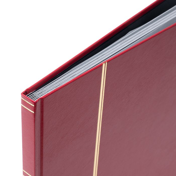 Stockbook BASIC, DIN A4, 16 black pages, non-padded cover, red