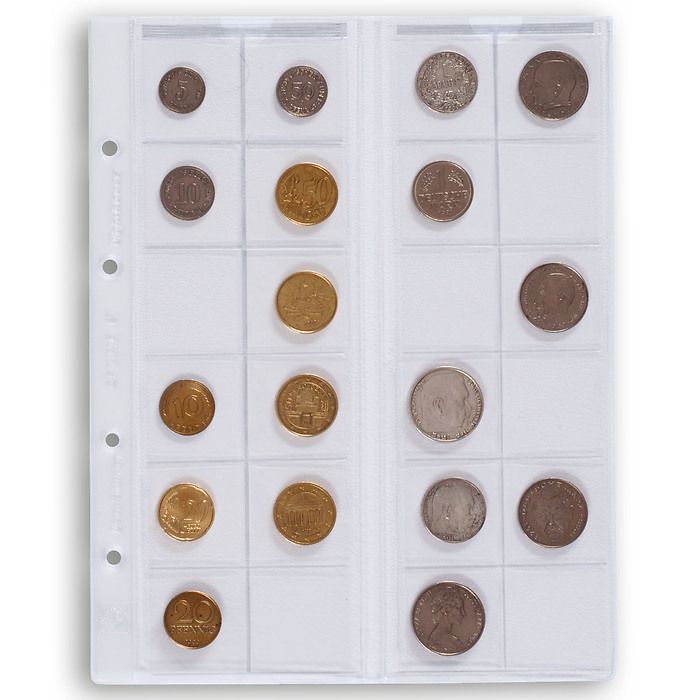 coin sheets OPTIMA, for 24 coins up to 34 mm Ø, clear