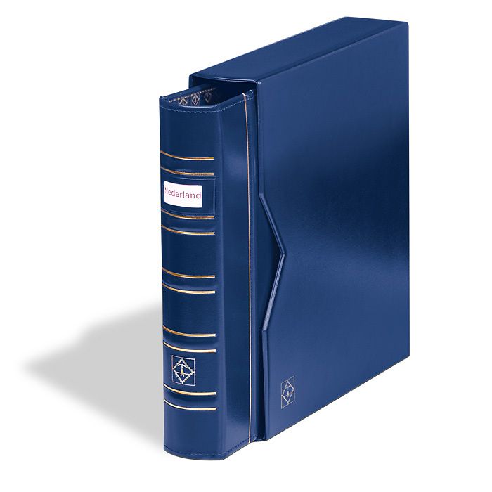 Ringbinder OPTIMA, classic design SIGNUM, with labeling field, incl. slipcase, blue