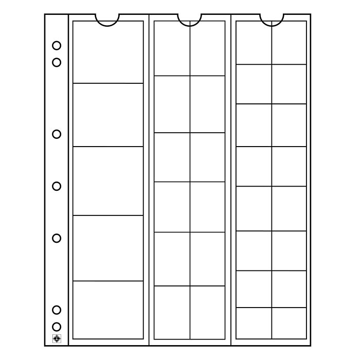 Numis coin sheets, 33 pockets   for Diverse Ø, Pack of 5