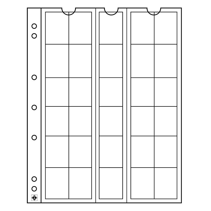Numis coin sheets, 30 pockets  up to 25 mm Ø, Pack of 5