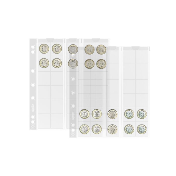 Numis coin sheets, 30 pockets  up to 25 mm Ø, Pack of 5
