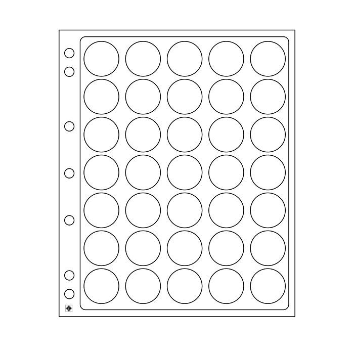 Plastic sheets ENCAP, clear pockets for 35 coins with a diameter between 26 and 27 mm
