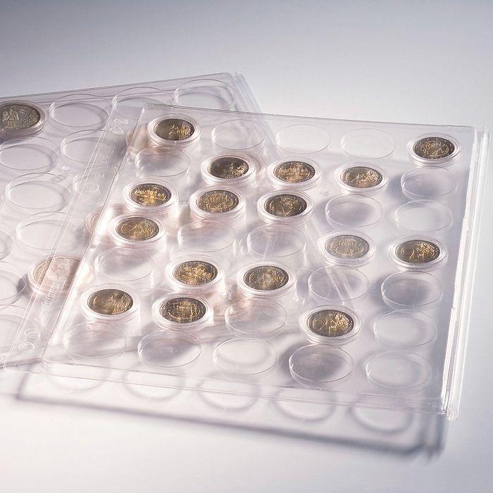 Plastic sheets ENCAP, clear pockets for 35 coins with a diameter between 26 and 27 mm