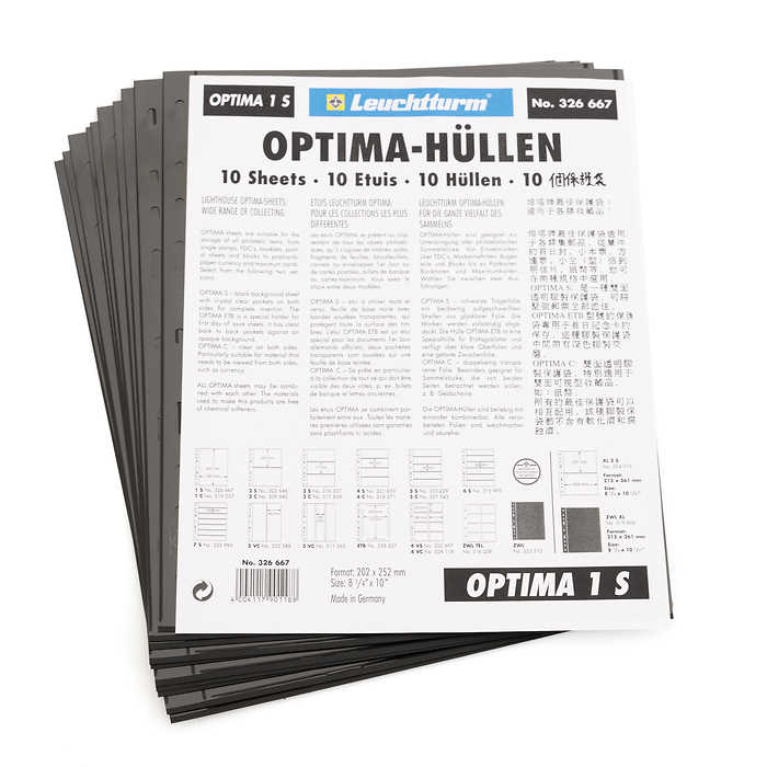 Optima plastic sheets with 1 division, black, pack of 10