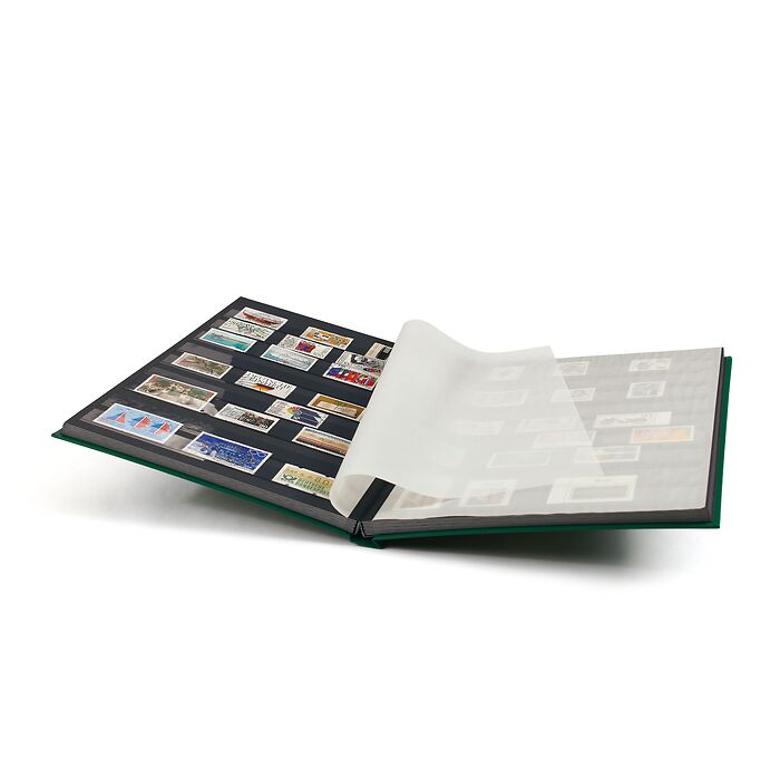 Basic stockbook, DIN A4, 32 black pages, unpadded cover, coloured