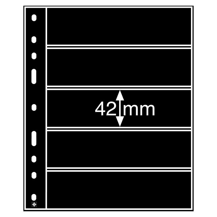 Optima plastic sheets with 5 dividers, black, pack of 10