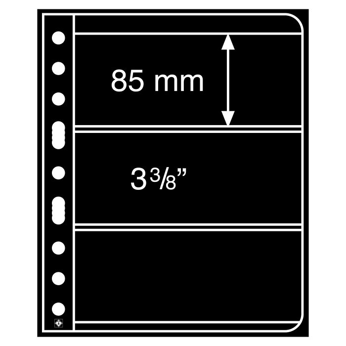 plastic pockets VARIO, 3-way division, black film
