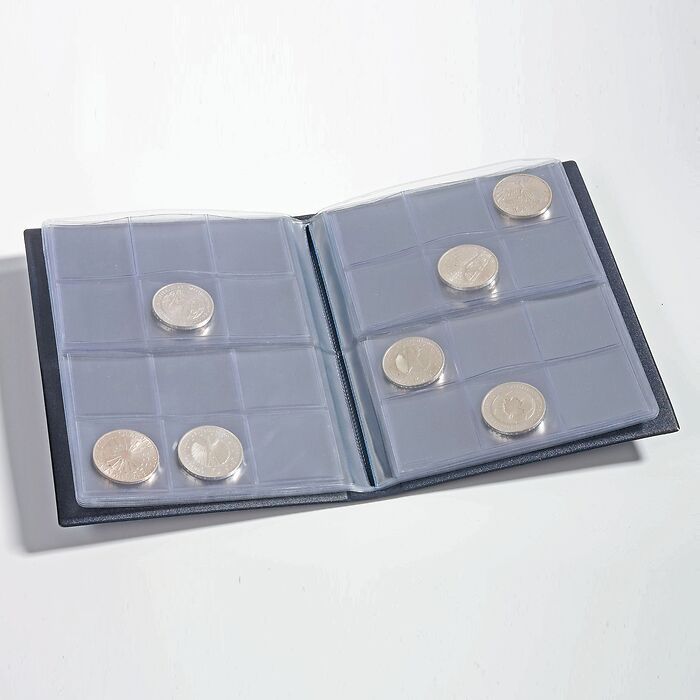 coin Wallet ROUTE 96 with 8 coin sheets each for 12 coins, blue