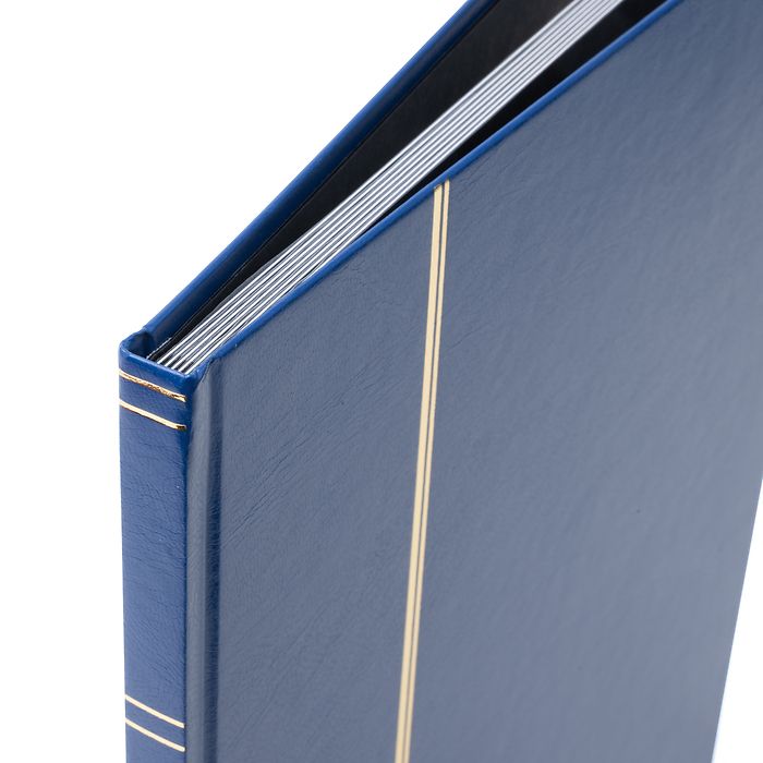 Stockbook BASIC, DIN A4, 16 black pages, non-padded cover, blue