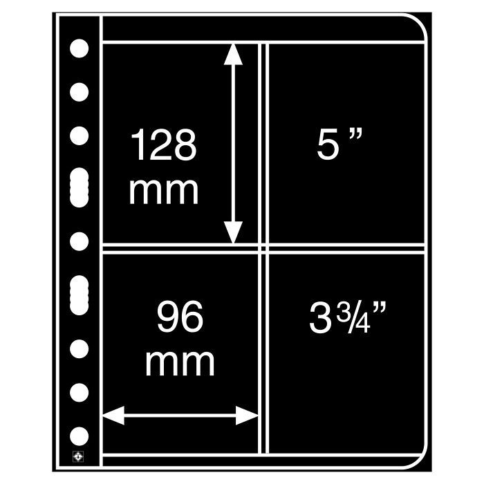 Plastic pockets VARIO, 2-way division, vertically divided, black film