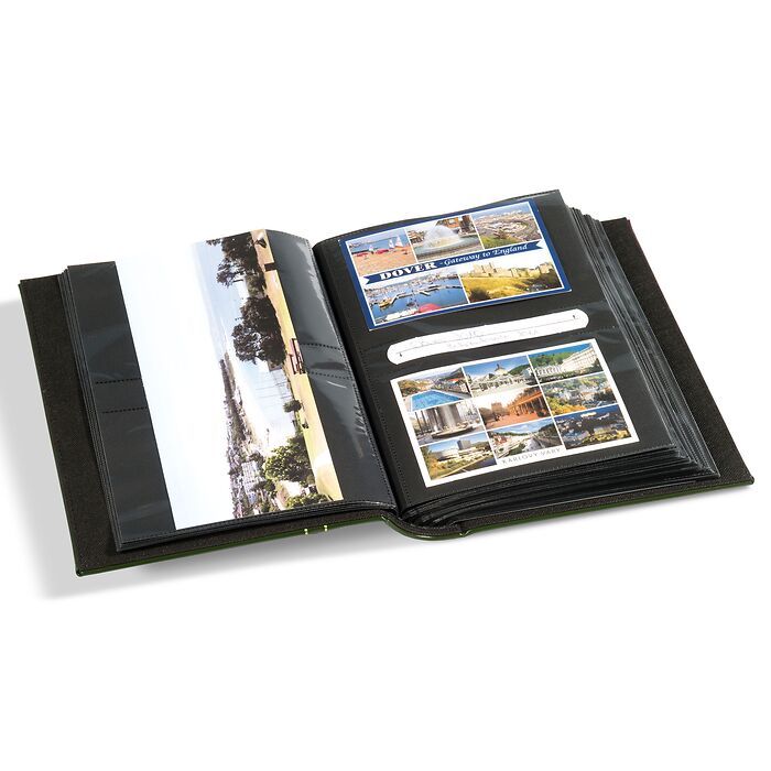Multipurpose album for 200 postcards,letters,standard photos or 100 panorama photos, green