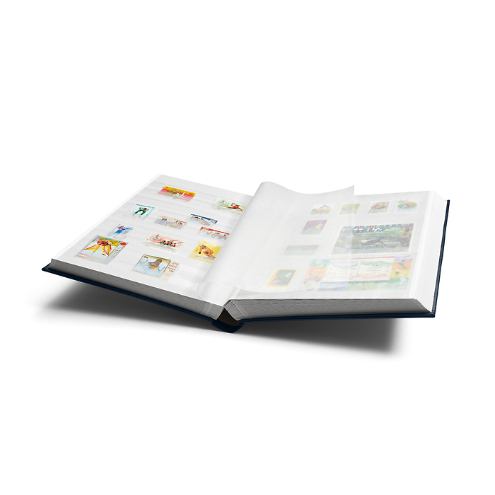 Comfort stockbook, DIN A4, 64  white pages, padded cover, blue