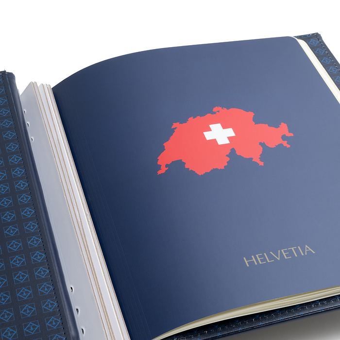 Perfect DP turn-bar binder, incl. slipcase, ‘Helvetia’, blue