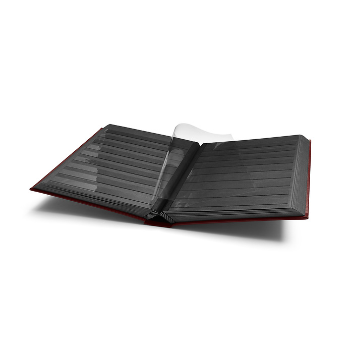Premium stockbook, DIN A4, 64  black pages, padded LEFA cover, red
