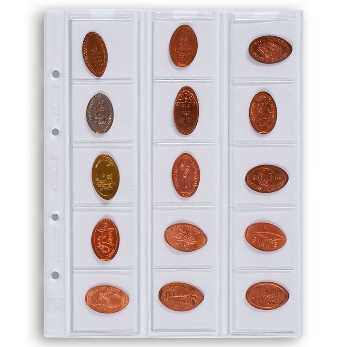 coin sheets OPTIMA, for 15 coins up to 42 mm Ø, clear