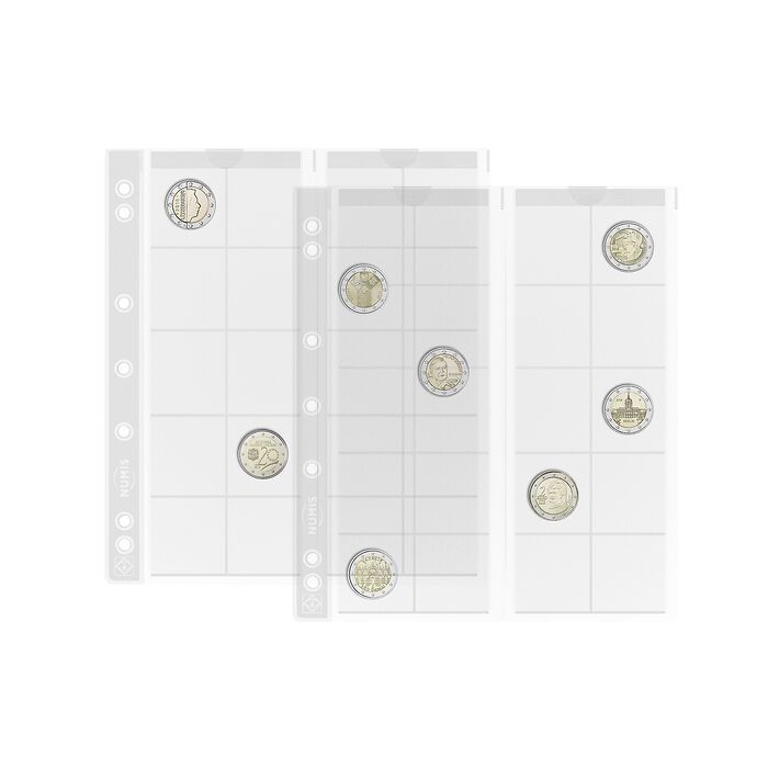 Coin sheets NUMIS, 20 pockets up to 34 mm Ø, Pack of 5