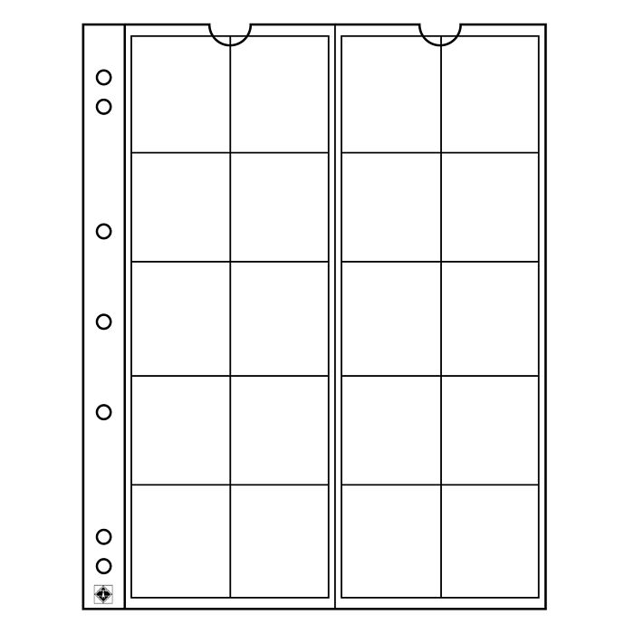 Numis coin sheets, 20 pockets  up to 34 mm Ø, Pack of 5